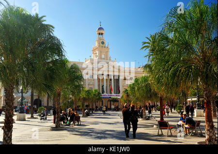 Plaza de San Juan de Dios with town hall, Cadiz, Andalusia, Spain Stock Photo