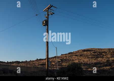 Telegraph Poles, Kea, Greece Stock Photo