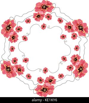 Wreath of red poppies, vector illustration Stock Vector