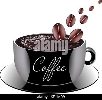 Coffee cup and grains, vector illustration Stock Vector