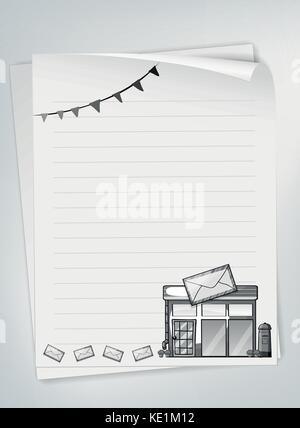 Line paper with design of post office and envelops Stock Vector