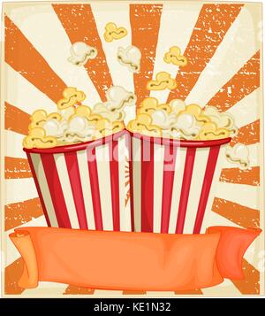 Two cups of popcorn illustration Stock Vector