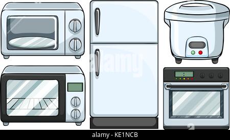 Electronic equipment used in kitchen illustration Stock Vector