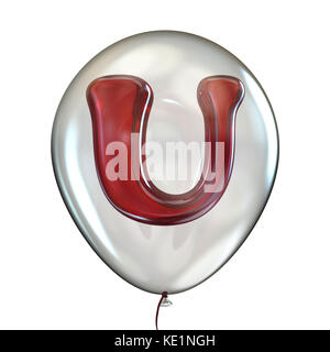 Letter U in transparent balloon 3D render illustration isolated on white background Stock Photo