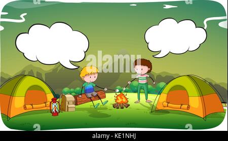 Boys camping out in the field illustration Stock Vector Image & Art - Alamy