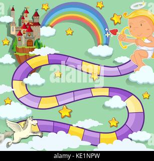 Game template with cupid and castle illustration Stock Vector