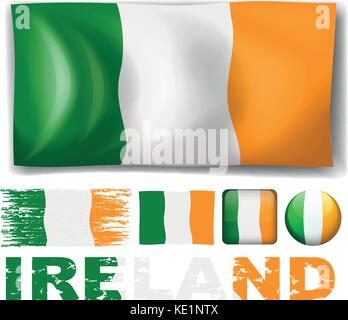 Ireland flag in different designs illustration Stock Vector