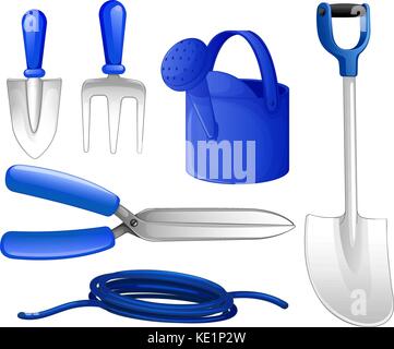 Gardening tools and hose illustration Stock Vector