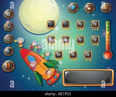 Game template with space theme background illustration Stock Vector ...