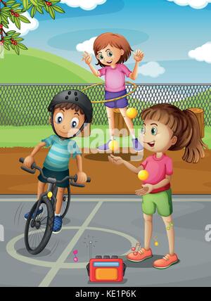 Children hanging out in the park illustration Stock Vector