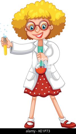 Scientist with test tubes illustration Stock Vector