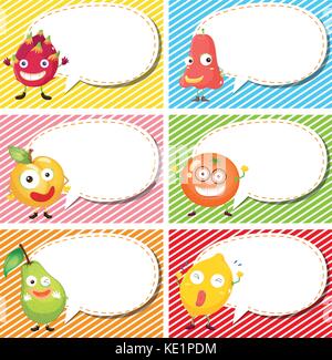 Lable designs with different kind of fruits illustration Stock Vector