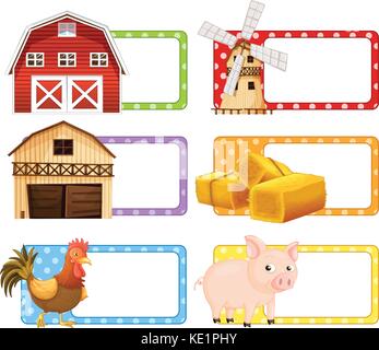 Label design with farm theme illustration Stock Vector