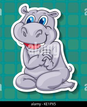 Cute hippo sitting on floor illustration Stock Vector