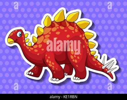 Red dinosaur on blue background illustration Stock Vector