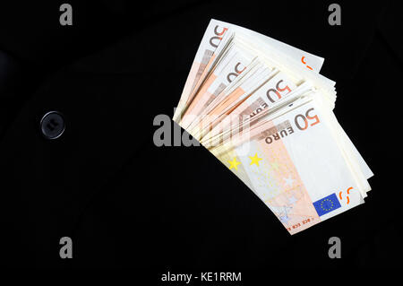 Lot of money fifty euros banknotes for background Stock Photo