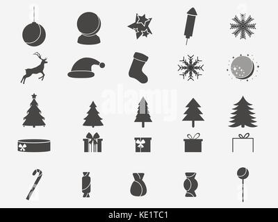 Christmas icon set. Collection of holiday symbols. Vector illustration Stock Vector