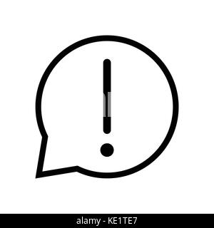 Chat sign Warning icon, iconic symbol inside a speech bubble, isolated on white background. Vector Iconic Design. Stock Vector