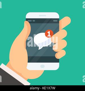 New incoming message - email received icon on on smartphone screen Stock Vector