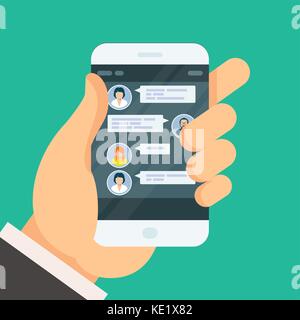 Chat conversation on smartphone screen - texting Stock Vector