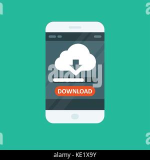 Cloud computing app - download progress bar Stock Vector