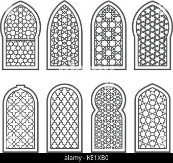 Arabian window with ornament - grating decorated with arabesque pattern Stock Vector