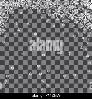 Abstract pattern of transparent falling snowflakes Stock Vector