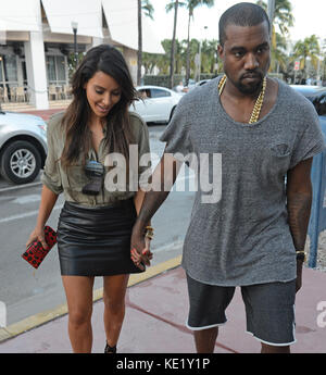 Kim Kardashian and Kanye West are seen out and about during the 65th ...
