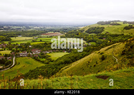 Devils Dyke Sussex, UK. September 2017, View from the car park looking towards the village of Poynings. Stock Photo
