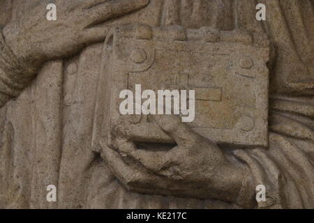 MAGDEBURG, GERMANY - OCTOBER 17, 2017: The Holy Bible, stone figure in the Cathedral of Magdeburg. Stock Photo