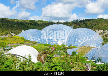 huge glass biomes at the eden project in cornwall, england, britain, uk. Stock Photo