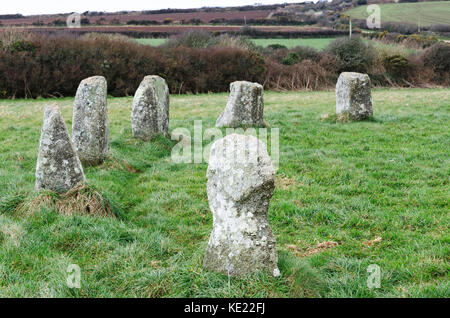 “ the merry maidens “ a late neolithic stone circle near st.buryan in cornwall, england, britain, uk. Stock Photo