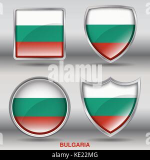 Bulgaria Flag - 4 shapes Flags States Country in the World with clipping path Stock Vector