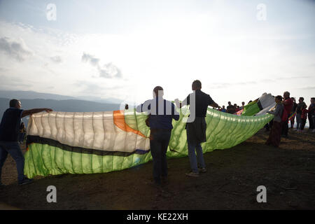 country village kite flying festival in northern Sicily with music Stock Photo