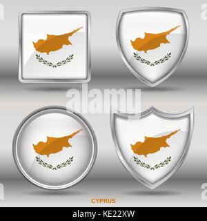 Cyprus Flag - 4 shapes Flags States Country in the World with clipping path Stock Vector