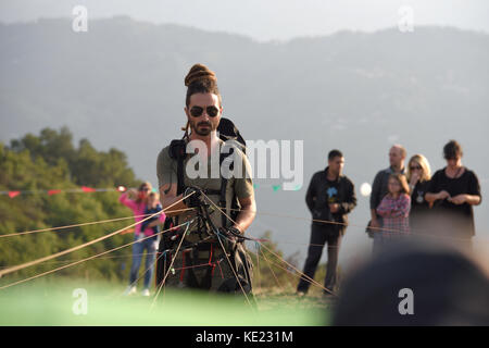 country village kite flying festival in northern Sicily with music Stock Photo