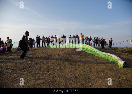 country village kite flying festival in northern Sicily with music Stock Photo