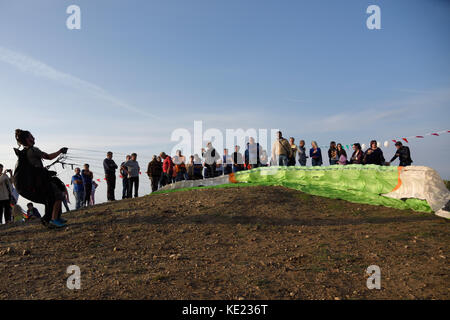 country village kite flying festival in northern Sicily with music Stock Photo