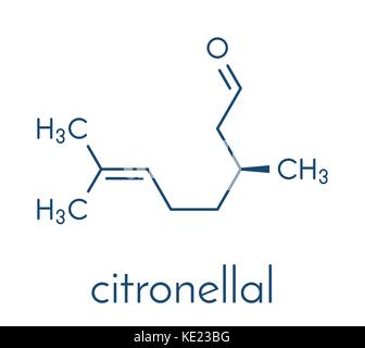 Citronellal citronella oil molecule. Used in insect repellents. Skeletal formula. Stock Vector