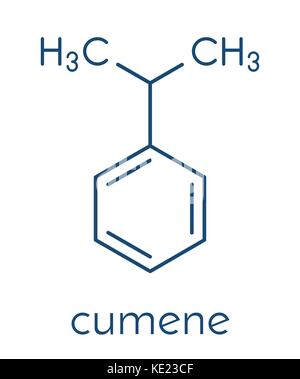 Cumene (isopropylbenzene) aromatic hydrocarbon molecule. Skeletal formula. Stock Vector