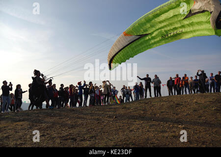 country village kite flying festival in northern Sicily with music Stock Photo