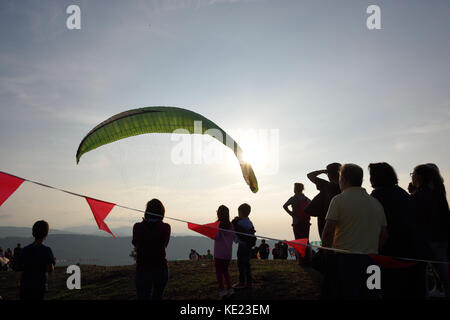 country village kite flying festival in northern Sicily with music Stock Photo