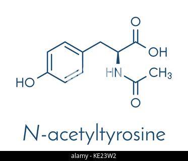 N-acetyl-tyrosine (NALT) molecule. Acetylated form of the amino acid tyrosine. Skeletal formula. Stock Vector