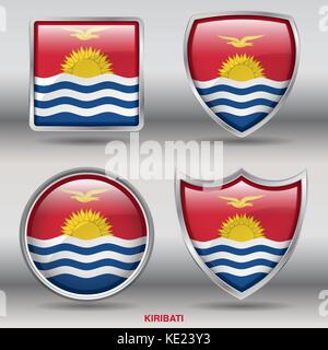 Kiribati Flag - 4 shapes Flags States Country in the World with clipping path Stock Vector