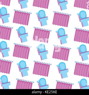 bathroom toilet and curtain clean seamless pattern design Stock Vector