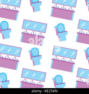 bathroom mirror furniture sink and paper seamless pattern design Stock Vector