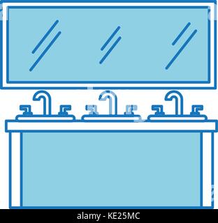 bathroom interior with sink vanity cabinet furniture drawers Stock Vector