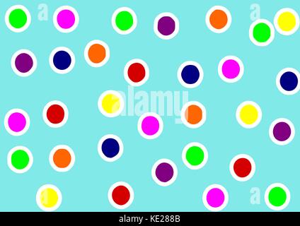 blue background with multi colored outlined dots Stock Vector