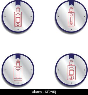 retro color theme electric cigarette mod - vaporizer vector art Stock Vector