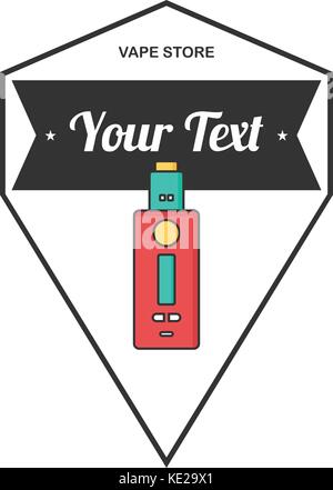 retro color theme electric cigarette mod - vaporizer vector art Stock Vector